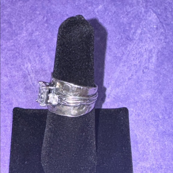 Silver Israel CZ Band Ring